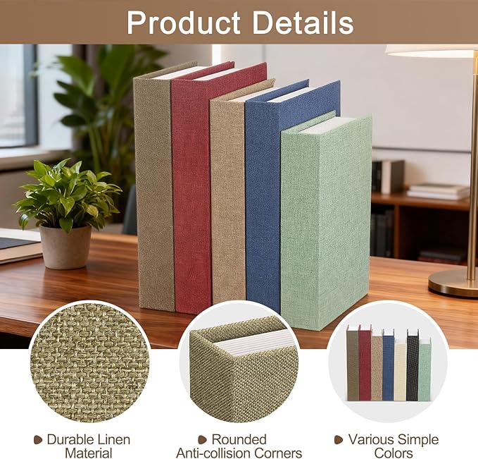 uxcell Decorative Books, 9.8 x 7.3 Linen Fake Books for Decoration Faux Decor Book for Modern Aesthetic Home Office Coffee Table Shelf Desktop Display, Light Brown