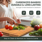 Bamboo Cutting Board for Kitchen - 18" Extra Large Wooden Cutting Board, Heavy Duty Chopping Board with Side Handles, Deep Juice Groove, Reversible Charcuterie & Cheese Board for Meat and Serving