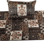 The HomeCentric King/Queen/Twin Brown Decorative CA King 86"x18" Bed Runner with Pillow Cover Quilted Bed Scarf on Satin Fabric - Parisa