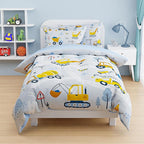 SANDJEST Construction Duvet Cover Sets Full Size for Kids Boys, Incude 1 Polyester Comforter Cover 80x90 Inches and 2 Pillowcases 20x26 Inches, Comforter Not Included, Gift for Christmas Birthday
