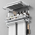 CAXIMSY 22.8Inch Towel Rack for Bathroom and Lavatory Towel Hanger with Wall Mount Towel Bars 304 Stainless Steel No Drill (Collapsible Towel Rack with Bathroom Organize Shower Shelves)
