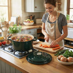 Miereirl 6.5 Quart Enameled Dutch Oven Pot with Lid, Cast Iron Dutch Oven with Dual Handles for Bread Baking, Cooking, Non-stick Enamel Coated Cookware (Green)