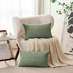 a moment Moss Green Chenille Throw Pillow Covers 12x20 Inch Pack of 2 Modern Decorative Throw Pillow Covers Farmhouse Cross Covers Home Decor for Sofa Bedroom Living Room