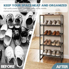 Shoe Rack，5 Tier Shoe Storage Organizer，Sturdy Shoe Shelf,Boot Rack with a Fine Mesh Shelves，for Entryway, Living Room, Hallway，Small Space,11.8 x 16.5 x 27.9 Inches,Brown