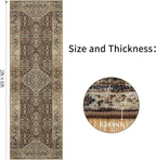 Non-Slip Runner Rugs for Hallway: 2x6 Washable Long Rug for Entryway Kitchen Bathroom Bedroom Indoor - Vintage Home Decor Mat Carpet - Oriental Dark Brown