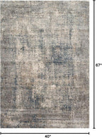 Loloi Teagan Collection TEA-05 Denim/Slate 3'-4" x 5'-7" Accent Rug, Large, Soft Neutral Rug, High-Traffic for Living Room, Bedroom, Home Office, Dining Area