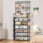 OYREL Shoe Rack 7 Tier Shoe Organizer Storage 21-28 Pairs Closet Shoes Rack for Front Door Entrance Shoe Rack Organizer with Hooks Side Pocket Entryway Large Capacity Shoe Shelf Tower Garage