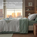 Double Stitch Cotton Tencel Duvet Cover - King Size Comforter Cover, Luxury & Soft Eucalyptus Lyocell Bedding Set for Hot Sleepers, Cooling & Breathable, Button Closure, Winter Sky Contrast, 106"x90"