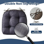 Chair Cushions for Dining Chairs, Seat Cushions for Kitchen Chairs, Indoor Seat Cushions with Ties, Tufted Foam Chair Pads, Non Slip Chair Cushions Set of 6, 15.5" x 15.5" x 4", Brown