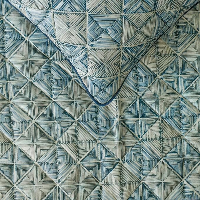 The HomeCentric King/Queen/Twin Blue Decorative CA King 86"x18" Bed Runner Without Pillow Cover, Indigo, Printed & Quilted Bed Scarf on Suede Fabric - Indigo Centric