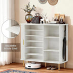 DHH Shoe Storage Cabinet with Sliding Door, 6-Tier Shoe Cabinet with Adjustable Shelves, Modern Freestanding Shoe Storage Organizer for Entryway, Hallway, Living Room (Washed Grey, 47 ")