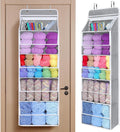 Univivi Hanging Yarn Storage Organizer with 5 Zipper Closure Compartments, Large Capacity Knitting Organizer Storage, Over the Door Hanging Yarn Holder for Knitting Needles, Crochet Hooks (Light Grey)
