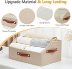 Bagnizer Closet Organizers and Storage, Linen Trapezoid Storage Bins with Handles, Collapsible Shelf Organizer for Blanket, Towel, Clothes, Hats, Purse (Khaki)