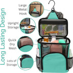 Original Shower Caddy For College Dorms- Travel Shower Caddy - Dorm Organizer Bag - Large Capacity, Quick Dry and Water Resistant with Metal Hook - Portable and Foldable Bag for Gym and Travel (Aqua)
