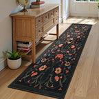 LIVEBOX Black Runners for Hallway - Boho Floral 2'6"x8 Washable Runner Rug, Non-Slip Kitchen Runner Rug, Soft Low-Pile Non-Shedding Carpet Runners for Hallway Entryway Bedroom Bathroom Farmhouse