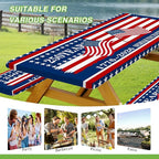 250th Anniversary America Flag Picnic Table Cover with Bench Covers Camping Essentials 250 USA Flag 1776-2026 Waterproof Fitted Camping Tablecloth Cover with Elastic Edge for Outdoor 3 PCS 30x96 Inch