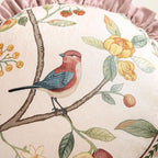 Pink Farmhouse Round Throw Pillow Covers, Birds and Flowers Pattern Cozy Velvet Pillowcases,Decoration Pillows Cushion Covers for Couch Sofa Bed Car Chair,Diameter 16"