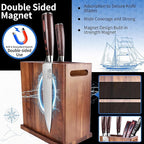 XYJ Magnetic Knife Block Holder,Double Side Magnetic Knife Stand,Acacia Wood,Extra Large Capacity Magnet Knife Storage for Knives and Utensils,Kitchen Organizer Rack Tool Without Knives