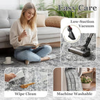 Grey Vintage 3x5 Entryway Rug Indoor Foyer, Neutral Gray Throw Rug for Kitchen Bathroom, Machine Washable Non Slip Thin Area Rug for Nursery/Bedroom Bedside/Home Office/Dorm