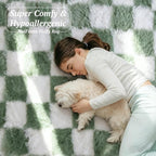 8x10 Area Rugs for Living Room Bedroom, Soft Fluffy Shaggy Bedside Rug, Indoor Floor Carpet for Kids Playroom, Dorms, Nursery Rooms, Home Decor (Green & White 8'x10')