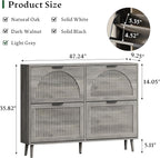 Xixini Shoe Storage Cabinet with 4 Flip Drawers, 36" Tall Narrow Wood Fluted Shoe Organizer for Entryway, Freestanding Wooden Hidden Slim Shoe Rack for Front Door Entrance, Hallway, Foyer, Light Grey