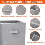 Criusia Storage Cubes - 11 Inch Heavy Duty Fabric Closet Bins for Shelves, Cube Organizer - 8 Pack Collapsible Decorative Storage Bins Baskets for Organizing Clothes Blankets Toys (Grey)