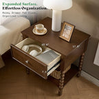 AMERLIFE 24" Walnut Nightstand Set of 2, Vintage Bedside Table
