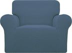 Easy-Going Stretch Chair Sofa Slipcover 1-Piece Couch Sofa Cover Furniture Protector Soft with Elastic Bottom for Kids, Pet. Spandex Jacquard Fabric Small Checks (Chair, Bluestone)