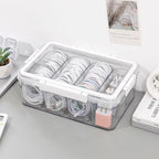 Large Cable Storage Box with Lid, Plastic Power Cords Organizer for Desk Drawer, Clear Home Office Container for Cell Phone Charger, Art Crafts and Stationery