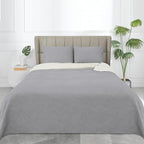 Easy-Going Twin Size Reversible Quilt Set with 1 Quilt and 1 Pillow Sham, Soft Bed Quilt Cover, Water Resistant Lightweight Microfiber Bedspread, Stain Resistant, Olive Leaf-Light Gray/Ivory