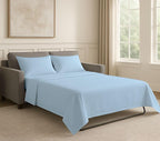 Sleeper Sofa Bed Sheet Set - Queen Size 4 PC's Sheet Set Sofa Bed Sheets - 100% Cotton 400 Thread Count Sofa Sheets - Sleeper Sofa Sheets - Fits Mattresses Up to 6" Drop - Light Blue