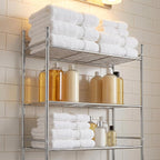 Honey-Can-Do 3-Tier Metal Bathroom Shelf Space Saver, Over The Toilet Storage Rack Organizer, Adjustable Chrome Wire Shelving Unit for Towels & Toiletries, 9.5 x 23 x 60 in