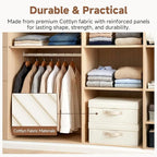 StorageWorks Storage Bins with Lid, Decorative Fabric Storage Bins with Handles, Stackable Closet Organizers for Shelves and Bedroom, Small, Beige(Cotton Linen), 2-Pack
