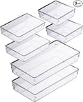 3 Pack Clear Plastic Drawer Organizer Tray Cutlery Utensil Makeups Drawer Silverware Organizers 12" X 6"… (6P(6X6+6X9+6X15))