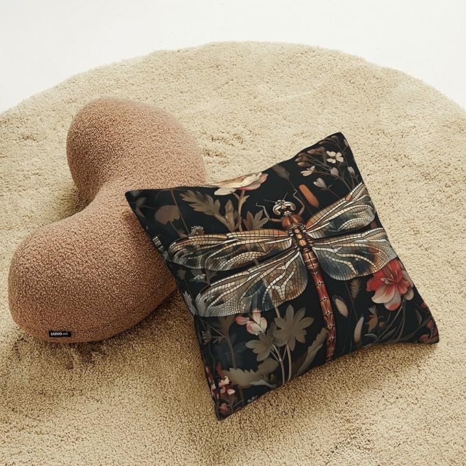 William Morris Abstract Vintage Floral Dragonfly Design 18x18 inches Throw Pillow Covers Square Pillowcases Decor for Bed Couch Sofa Living Room Cushion Covers