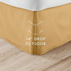 Linen Market Bed Skirt - Ultra Soft Microfiber - Easy Fit with 14 Inch Tailored Drop - Hotel Quality, Shrinkage & Fade Resistant - Bed Cover - Queen Bed Set - Bedroom Décor - (Queen, Gold)