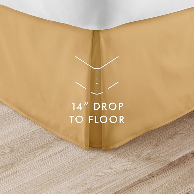 Linen Market Bed Skirt - Ultra Soft Microfiber - Easy Fit with 14 Inch Tailored Drop - Hotel Quality, Shrinkage & Fade Resistant - Bed Cover - Queen Bed Set - Bedroom Décor - (Queen, Gold)