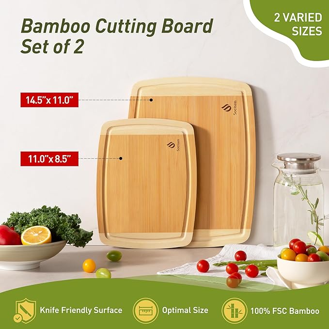 Bamboo Cutting Board Set Non Slip Feet Over Sink Brides Her Wedding Day Bridal Shower Engaged Engagement Hostess Couple Newly Wed House Christmas Married Future Mrs fiancee Unique Cool Gifts