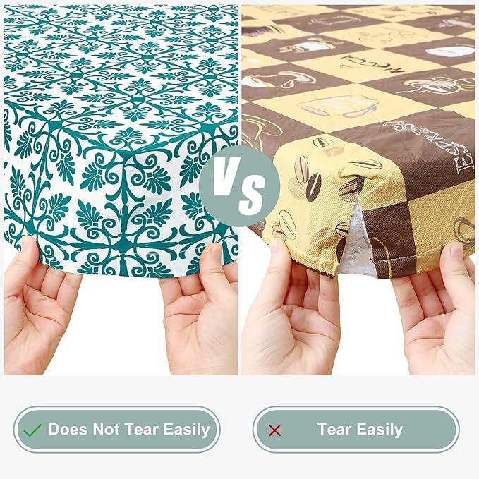 misaya Picnic Table Cover with Bench Cover, Waterproof Elastic Fitted Tablecloth for 6 Foot Tables, Rectangle Washable Polyester Tablecloths for Picnic, Camping, Outdoor (Turquoise, 30" x 72")