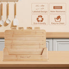 Fiery Chef 14.56"L x 11"W Bamboo Cutting Board Set of 4 - Wood Cutting Board Set with Holder, Chopping Boards Set with Food Icons, Juice Groove - Ideal for Meat, Fish, Bread, Vegetable, Fruit Chopping
