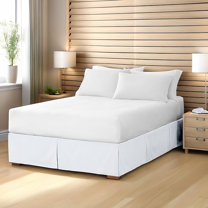 Bare Home Full Bed Skirt - 15-Inch Tailored Drop Easy Fit - Bed Skirt for Beds - Center & Corner Pleats (Full, Taupe)