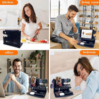 VEIYAILU Gifts for Men Dad Women Husband Boyfriend Him Nightstand Organizer for Men Wood Phone Docking Station Birthday Gifts (Black)
