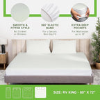 Four Seasons Essentials RV King Size Waterproof Mattress Protector - Cooling Viscose derived from Bamboo Fitted Sheet Mattress Cover - Quilted Jacquard Pad Protects from Dust Allergens