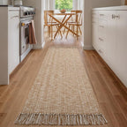 Collive Hallway Runner Rug, 2' x 6' Hand Woven Reversible Washable Entryway Rugs, Tan Cotton Modern Laundry Room Carpet Long Farmhouse Carpets for Bathroom Sink Foyer Bedroom