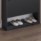 BORNOON Shoe Cabinet with 2 Flip Drawers, Fluted Shoe Storage Cabinet with Adjustable Shelves, Freestanding Rack and Organizer for Entryway, Closet, Hallway