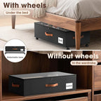 Eastherry Under Bed Storage Containers with Wheels, 9.5 inches Higher Underbed Shoes Blankets Clothes Toy Storage Drawers for College Dorms Bedrooms Nursery Rooms Organization, 2 Pack to be Assembled