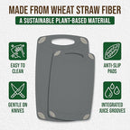 AXIOM CREATIONS 2-Piece Reversible Cutting Board Set Made from Natural Food Grade Wheat Straw Material - Eco-Conscious Alternative to Plastic - Gluten Free & BPA Free Chopping Boards for Kitchen