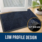 Kitinjoy Front Door Mat Outside Entrance, Sturdy Natural Dirt Trapper, Heavy Duty Rubber Doormat, Low Profile Non-Slip Backing, Easy Clean Floor Mat for Indoor Outdoor Entry, 35X23 Inch, Navy Blue