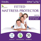 Twin Size Waterproof Mattress Protector - Fitted Sheet Style - Hypoallergenic Premium Quality Cover Protects Against Dust White