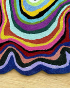 Irregular Shaped Handmade Wool Rug | Modern Colourful Stripe Premium Area Rug Perfect for Home Decor (Multi B, 10x10 ft)